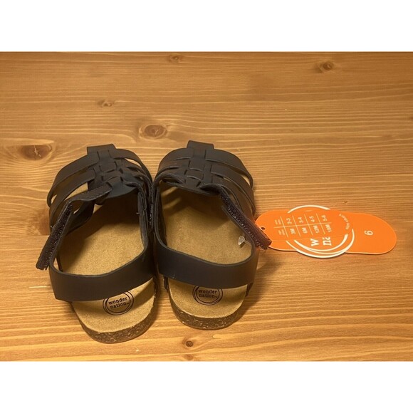 Wonder Nation Toddler Boys Navy Blue Faux Leather Sandals Size 5 - Picture 7 of 11